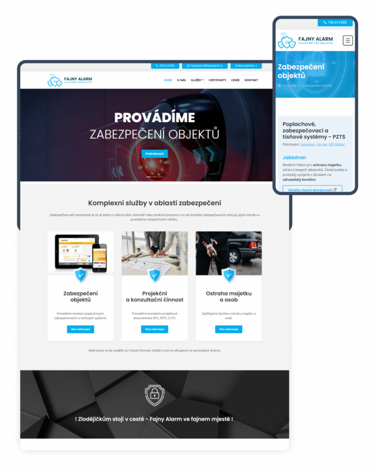 Nový web pro zabezpečovací firmu Fýdek-Místek