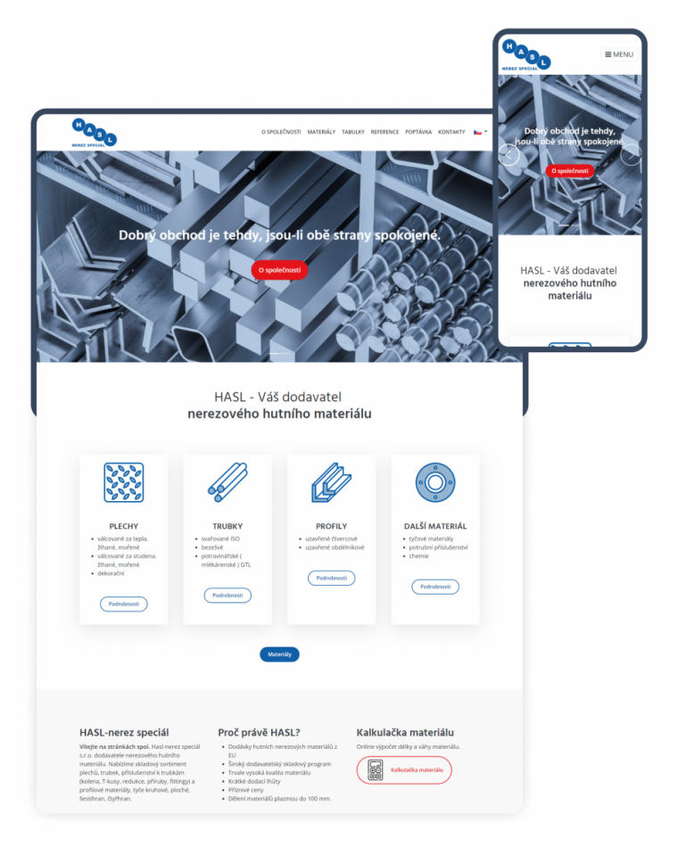 Návrh webových stránek pro dodavatele hutního materiálu