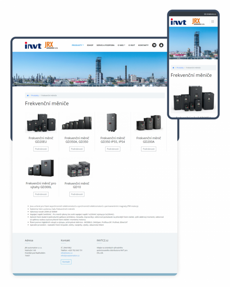Tvorba webových stránek a eshopu distributorovi INVT