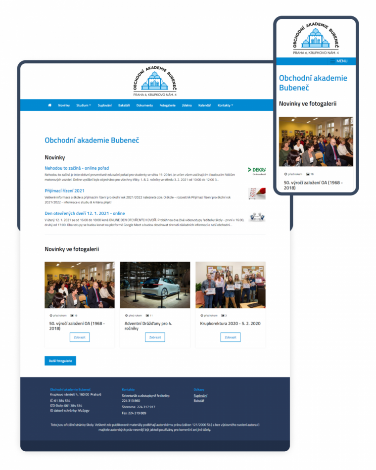Návrh webových stránek pro obchodní akademii