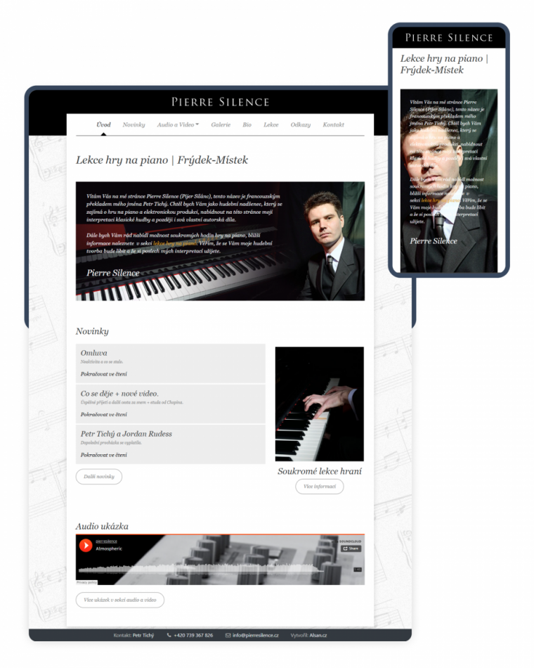 Vytvoření jednoduchého webu pro lekce klavíru