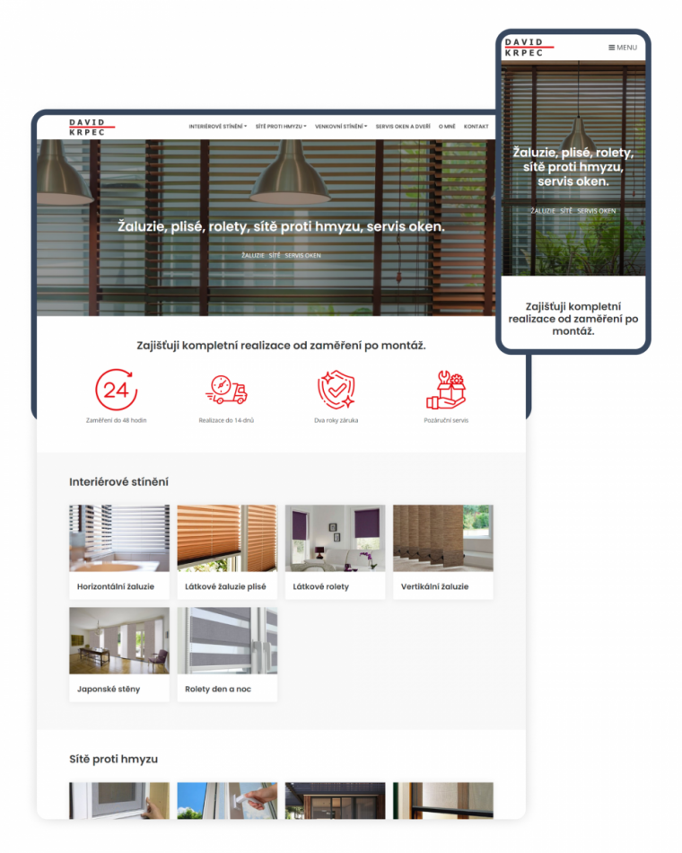 Vytvoření webových stránek pro dodavatele žaluzií Bohumín