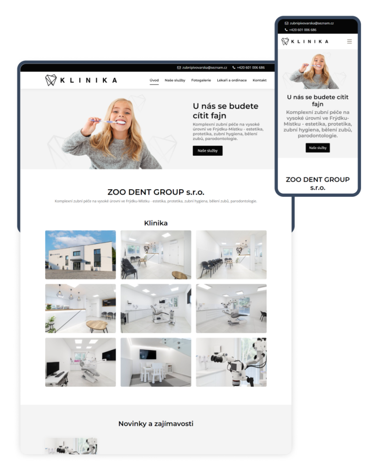 Redesign webu zubní kliniky Frýdek Místek