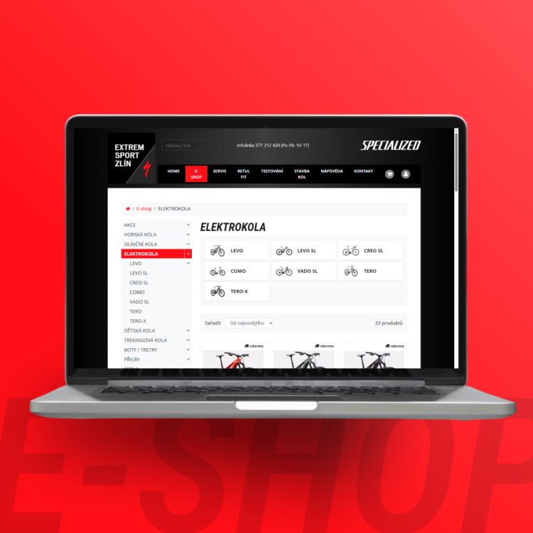Vytvoření moderního webu a e-shopu pro cyklistickou speciálku EXTREM SPORT ZLÍN