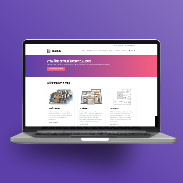Tvorba webu a zakázkového systému na míru pro vizualizační studio – Visureal.cz