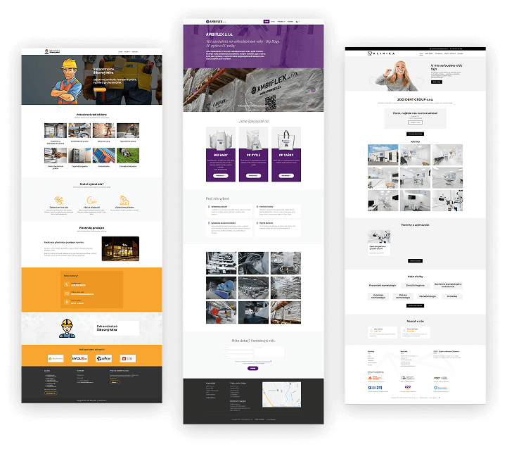 Koláž vytvořených webových stránek
